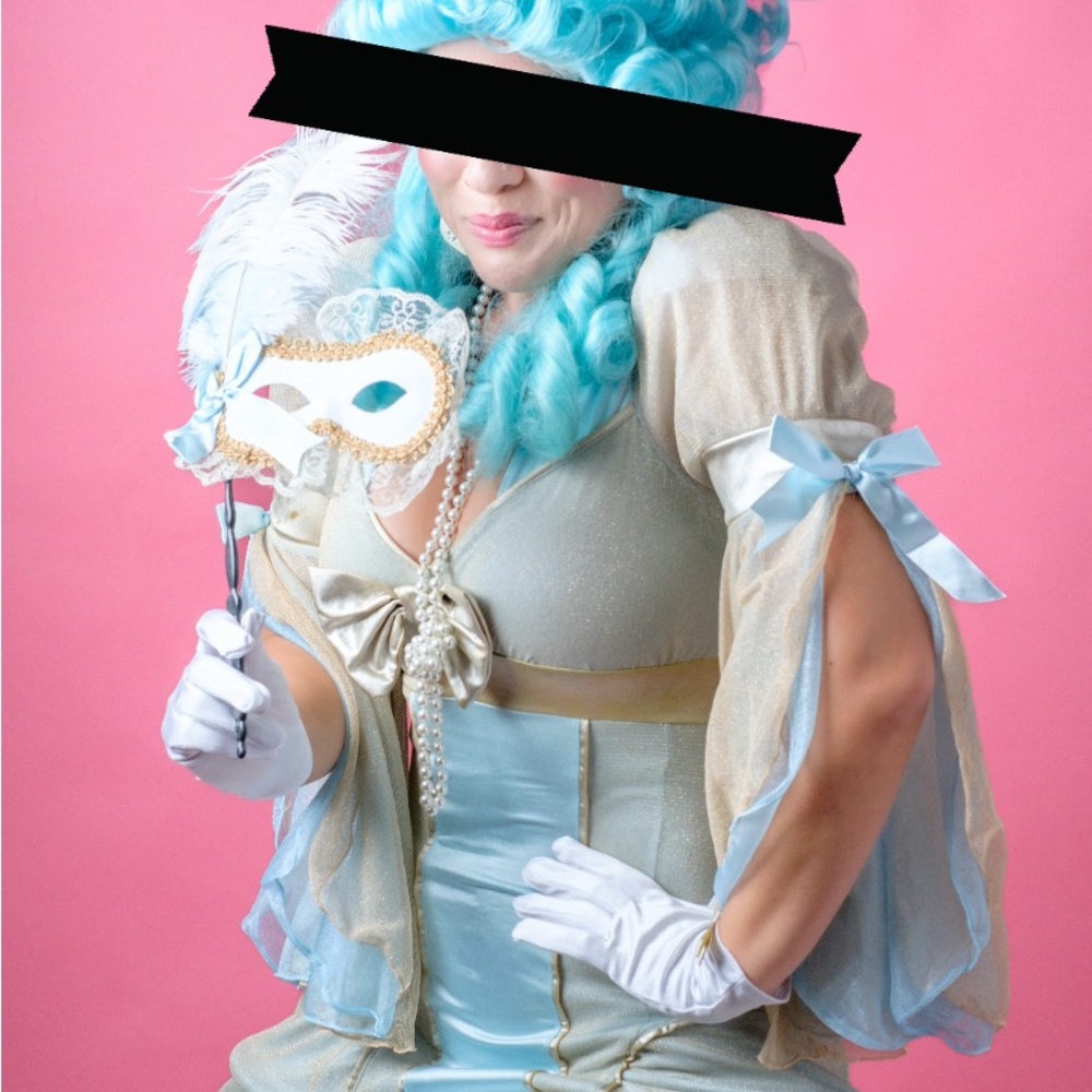 Marie Antoinette Elegant Blue and Gold Costume with Accessories